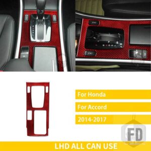 ホンダ アコード 9TH 2014-16 アクセサリーカーボンインテリアギアパネルトリムステッカー - red A LHD