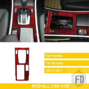 ホンダ アコード 9TH 2014-16 アクセサリーカーボンインテリアギアパネルトリムステッカー - red A RHD