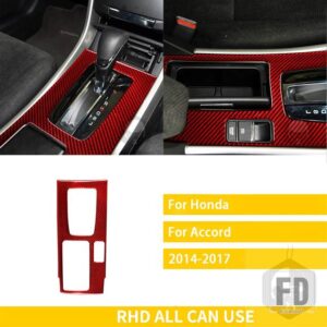 ホンダ アコード 9TH 2014-16 アクセサリーカーボンインテリアギアパネルトリムステッカー - red B RHD
