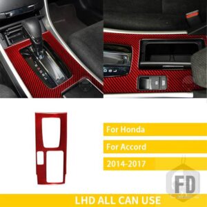 ホンダ アコード 9TH 2014-16 アクセサリーカーボンインテリアギアパネルトリムステッカー - red B LHD