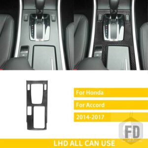 ホンダ アコード 9TH 2014-16 アクセサリーカーボンインテリアギアパネルトリムステッカー - black A LHD
