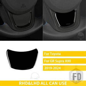 トヨタ GR スープラ A90 A91 MK5 2019-2024 アクセサリーカーボン車内あごステアリングホイールトリムステッカー装飾 - Black plastic