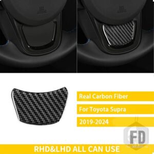 トヨタ GR スープラ A90 A91 MK5 2019-2024 アクセサリーカーボン車内あごステアリングホイールトリムステッカー装飾 - Black Carbon
