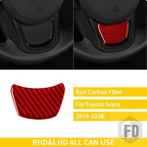トヨタ GR スープラ A90 A91 MK5 2019-2024 アクセサリーカーボン車内あごステアリングホイールトリムステッカー装飾 - Red Carbon