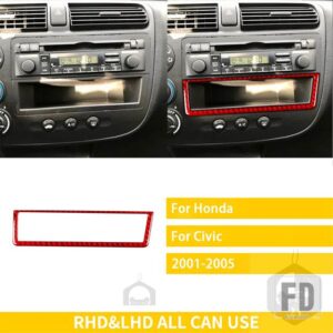 ホンダ シビック 37012 アクセサリーカーボンインテリアラジオ AC コントロールパネルトリムステッカー装飾 - 3 red