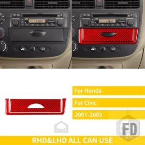 ホンダ シビック 37012 アクセサリーカーボンインテリアラジオ AC コントロールパネルトリムステッカー装飾 - 5 red