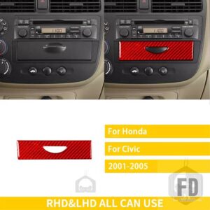 ホンダ シビック 37012 アクセサリーカーボンインテリアラジオ AC コントロールパネルトリムステッカー装飾 - 6 red