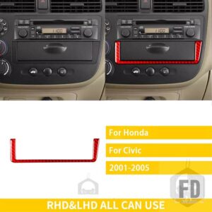 ホンダ シビック 37012 アクセサリーカーボンインテリアラジオ AC コントロールパネルトリムステッカー装飾 - 7 red