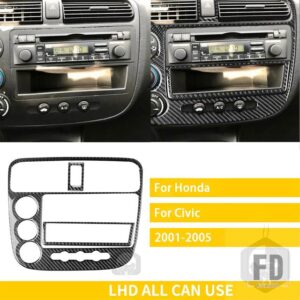 ホンダ シビック 37012 アクセサリーカーボンインテリアラジオ AC コントロールパネルトリムステッカー装飾 - 4 black A LHD
