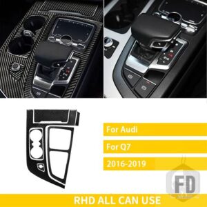 アウディ Q7 2016-19 アクセサリーカーボンインテリアギアカップホルダーパネルトリムステッカー装飾 - 11 RHD