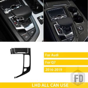 アウディ Q7 2016-19 アクセサリーカーボンインテリアギアカップホルダーパネルトリムステッカー装飾 - 7 LHD