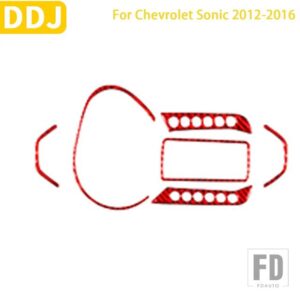 シボレー ソニック 2012-16 アクセサリーカーボン車内スピードメーター画面セットパネルトリムステッカー - SET red