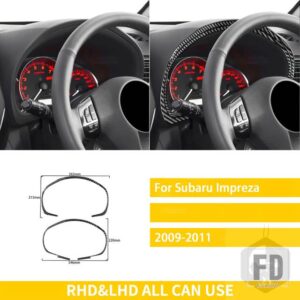 スバル インプレッサ 2009 2010 2011 アクセサリーカーボン車内スピードメーターサラウンドカバートリムステッカー装飾 - Black