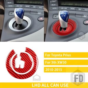 トヨタ プリウス XW30 ZVW30 ZVW35 2010-2015 アクセサリーカーボンインテリアギアシフターボックスパネルトリムステッカー装飾 - LHD red