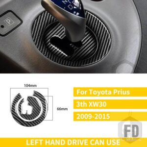 トヨタ プリウス XW30 ZVW30 ZVW35 2010-2015 アクセサリーカーボンインテリアギアシフターボックスパネルトリムステッカー装飾 - LHD Black