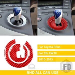 トヨタ プリウス XW30 ZVW30 ZVW35 2010-2015 アクセサリーカーボンインテリアギアシフターボックスパネルトリムステッカー装飾 - RHD red