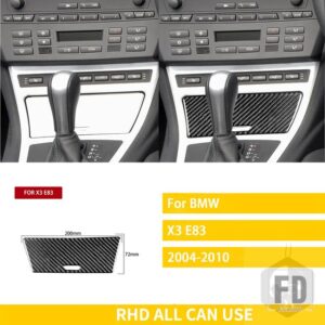 BMW X3 E83 38261 カーアクセサリーカーボンインテリアギア収納ボックストリムステッカー - Black - RHD
