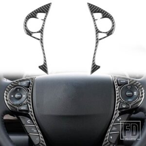 ホンダ アコード 9TH 2014-16 アクセサリーカーボン車内ステアリングホイールボタンパネルトリムステッカー - black E