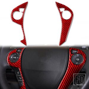 ホンダ アコード 9TH 2014-16 アクセサリーカーボン車内ステアリングホイールボタンパネルトリムステッカー - Red A