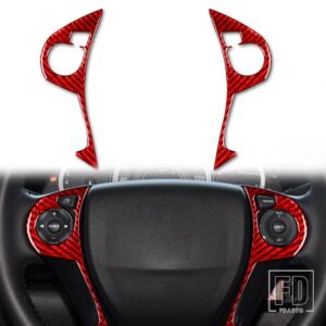 ホンダ アコード 9TH 2014-16 アクセサリーカーボン車内ステアリングホイールボタンパネルトリムステッカー - Red B