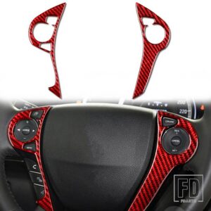 ホンダ アコード 9TH 2014-16 アクセサリーカーボン車内ステアリングホイールボタンパネルトリムステッカー - red C