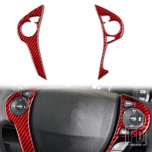 ホンダ アコード 9TH 2014-16 アクセサリーカーボン車内ステアリングホイールボタンパネルトリムステッカー - red D