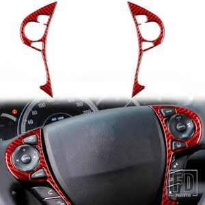 ホンダ アコード 9TH 2014-16 アクセサリーカーボン車内ステアリングホイールボタンパネルトリムステッカー - red E