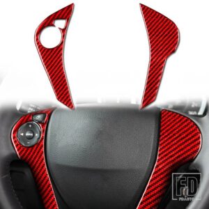 ホンダ アコード 9TH 2014-16 アクセサリーカーボン車内ステアリングホイールボタンパネルトリムステッカー - red F
