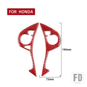 ホンダ アコード 9TH 2014-16 アクセサリーカーボン車内ステアリングホイールボタンパネルトリムステッカー - RED G