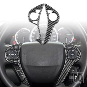 ホンダ アコード 9TH 2014-16 アクセサリーカーボン車内ステアリングホイールボタンパネルトリムステッカー - black C