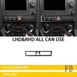 アウディ A3 S3 8P 2006 2007 アクセサリーカーボンインテリアハザードランプスイッチパネルカバートリムステッカー装飾 - Black Carbon