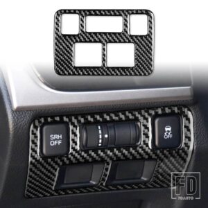 スバル フォレスター 2013-18 アクセサリーカーボンインテリアヘッドライト調整パネルトリムステッカー - Black