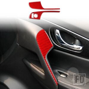 日産 エクストレイルローグ T32 2013-2021 アクセサリーカーボンインテリア車ミラー調整スイッチトリムステッカー装飾 - Red LHD