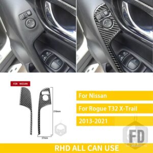 日産 エクストレイルローグ T32 2013-2021 アクセサリーカーボンインテリア車ミラー調整スイッチトリムステッカー装飾 - Black - RHD