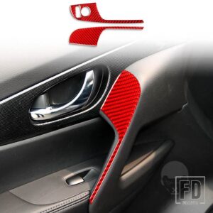 日産 エクストレイルローグ T32 2013-2021 アクセサリーカーボンインテリア車ミラー調整スイッチトリムステッカー装飾 - Red RHD
