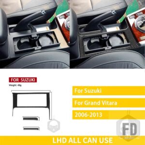 スズキ グランドヴィターラ 2006-13 アクセサリーカーボン車内完全ステッカー - Cup holder frame