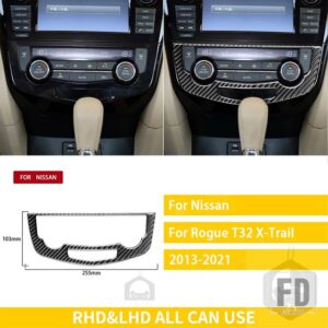 日産 エクストレイルローグ T32 2013-2021 アクセサリーカーボンインテリアカーエアコンキーパネルトリムステッカー装飾 - Black
