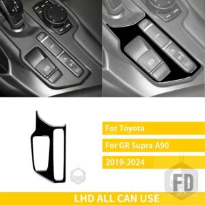 トヨタ GR スープラ A90 MK5 2019-24 アクセサリーカーボンインテリアギアシフトパネルトリムステッカー - Black plastic LHD
