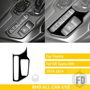 トヨタ GR スープラ A90 MK5 2019-24 アクセサリーカーボンインテリアギアシフトパネルトリムステッカー - Black plastic RHD