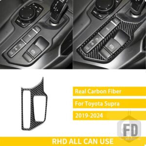 トヨタ GR スープラ A90 MK5 2019-24 アクセサリーカーボンインテリアギアシフトパネルトリムステッカー - Black Carbon RHD