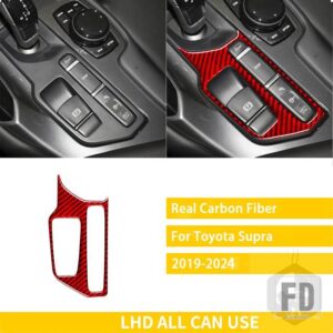 トヨタ GR スープラ A90 MK5 2019-24 アクセサリーカーボンインテリアギアシフトパネルトリムステッカー - Red Carbon LHD