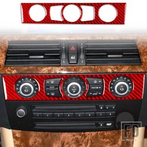 BMW 5シリーズ E60 2004-2010 アクセサリーカーボン車内 CD 空調制御パネルトリムステッカー装飾 - 12 RED