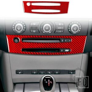BMW 5シリーズ E60 2004-2010 アクセサリーカーボン車内 CD 空調制御パネルトリムステッカー装飾 - 13 RED