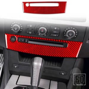 BMW 5シリーズ E60 2004-2010 アクセサリーカーボン車内 CD 空調制御パネルトリムステッカー装飾 - 14 RED