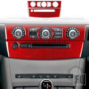 BMW 5シリーズ E60 2004-2010 アクセサリーカーボン車内 CD 空調制御パネルトリムステッカー装飾 - 16 RED