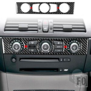 BMW 5シリーズ E60 2004-2010 アクセサリーカーボン車内 CD 空調制御パネルトリムステッカー装飾 - 12 BLACK-RED