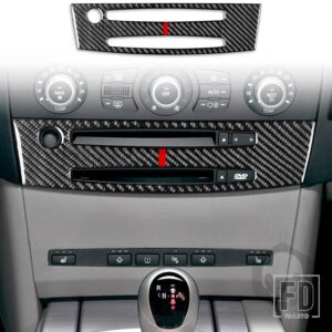 BMW 5シリーズ E60 2004-2010 アクセサリーカーボン車内 CD 空調制御パネルトリムステッカー装飾 - 13 BLACK-RED