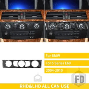 BMW 5シリーズ E60 2004-2010 アクセサリーカーボン車内 CD 空調制御パネルトリムステッカー装飾 - 12 BLACK