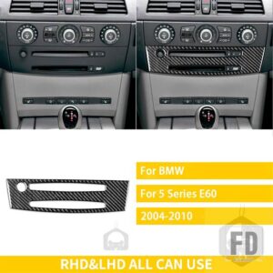 BMW 5シリーズ E60 2004-2010 アクセサリーカーボン車内 CD 空調制御パネルトリムステッカー装飾 - 13 BLACK
