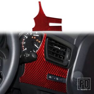 日産 エクストレイルローグ T32 2013-2021 アクセサリーカーボンインテリアヘッドライトスイッチパネルトリムステッカー装飾 - Red RHD